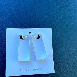 Rectangle sterling silver earrings.  Aureus + Argent